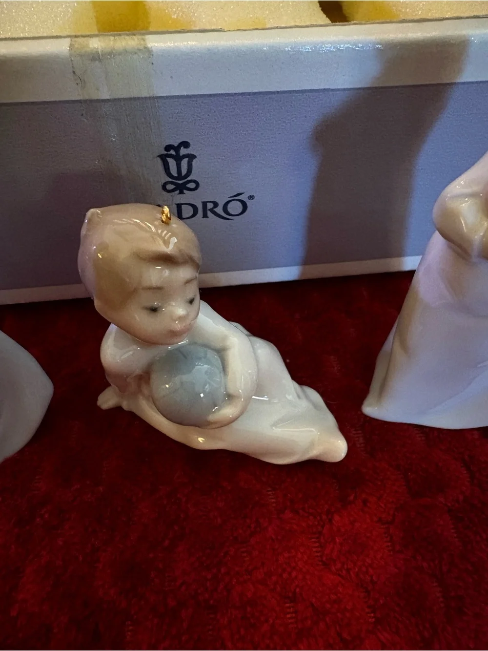 Lladró Christmas Morning Mini Bell Ornament Set #5490 Porcelain 3pc Set w/ Box